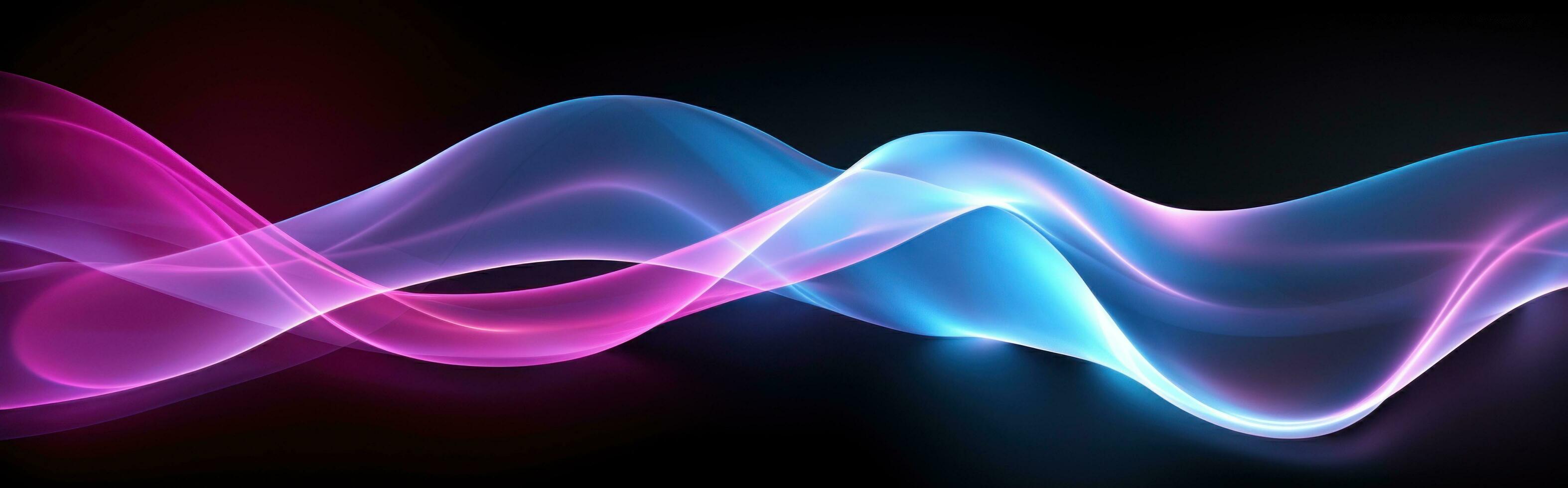 AI generated colorful lights that form a wavy pattern on the black surface photo