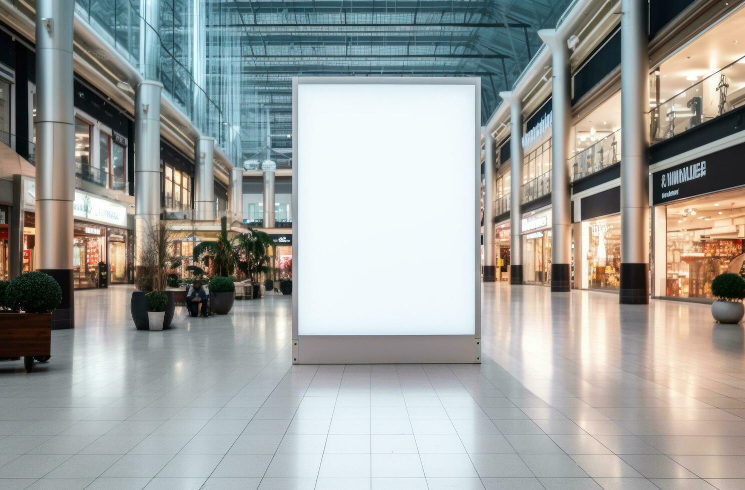 AI generated large billboards at the entrance of a public building photo