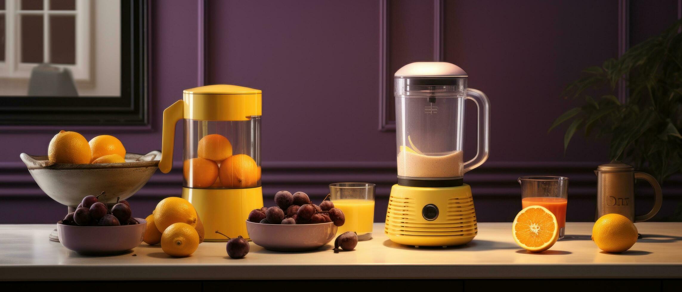AI generated fruit, orange juice blends vf food processor photo