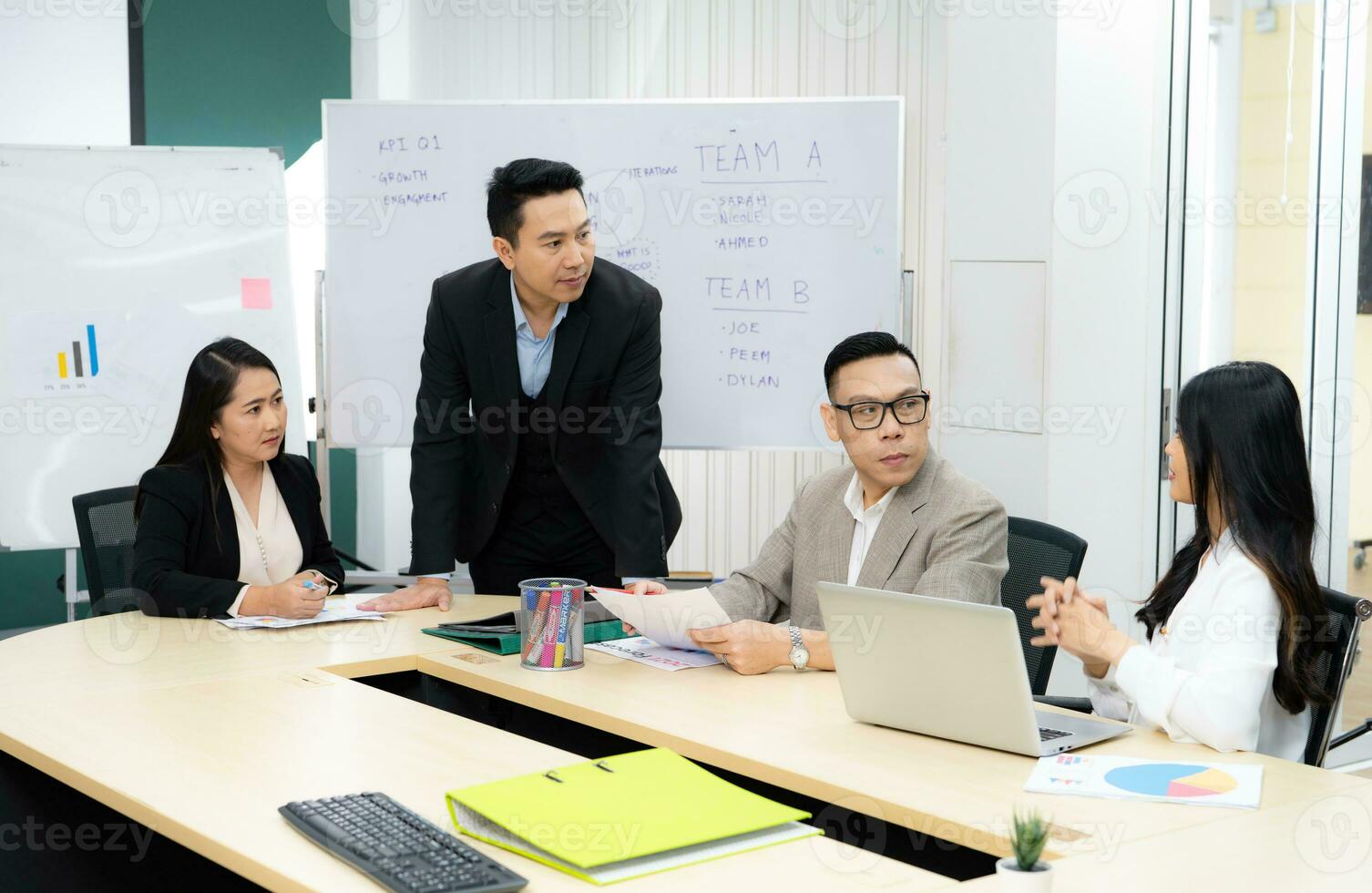Business meeting in the office room. Teamwork. Marketing planning meeting. colleagues in boardroom. Meeting in a conference room. Office conference room. Teamwork strategic meeting. Brainstorming. photo