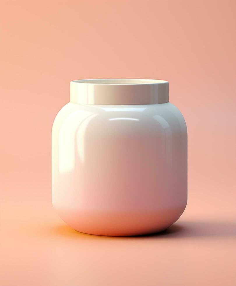 AI generated a white jar on pink background with white lips photo