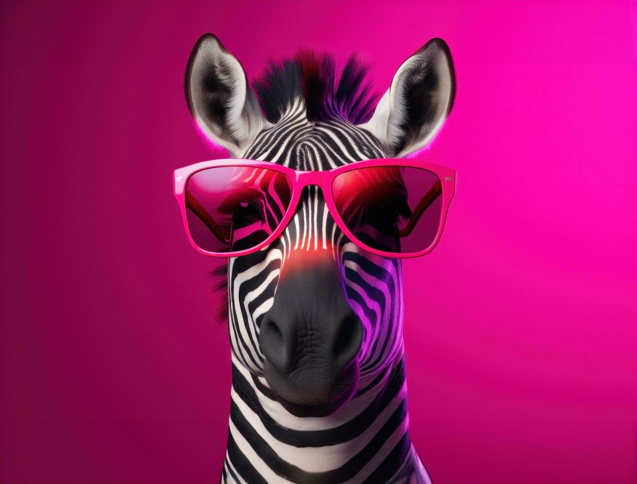 AI generated funny zebra wearing sunglasses over the eyes with text caption about zebras photo