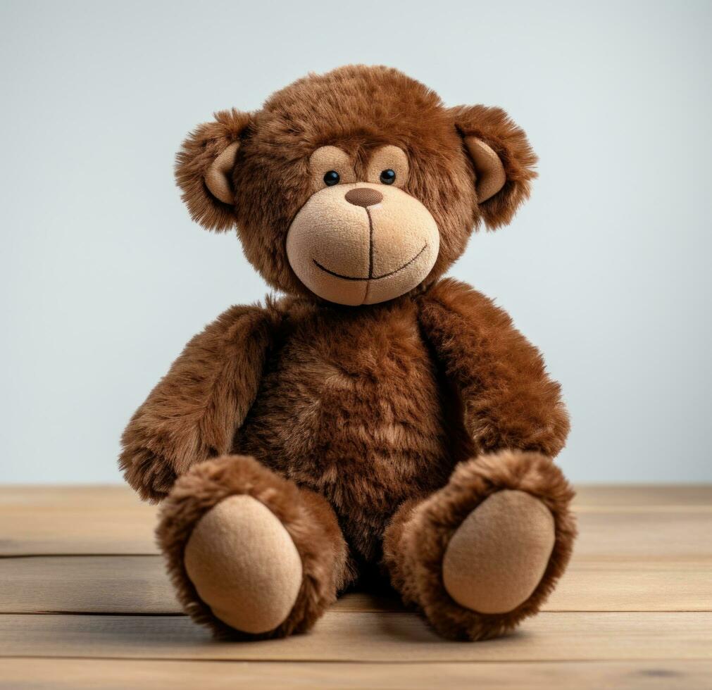 AI generated an image of a stuffed monkey sitting on a white background photo