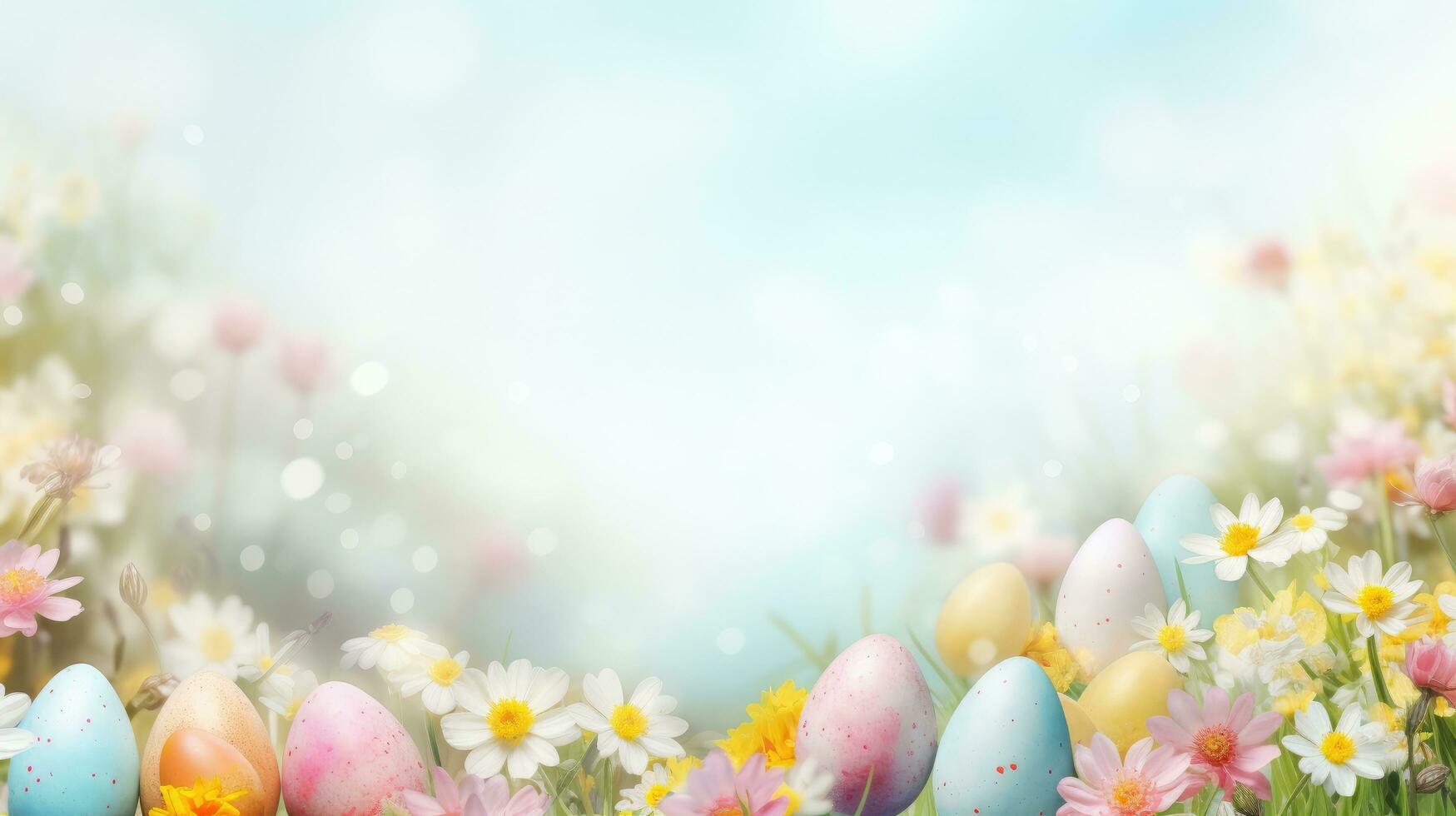 AI generated spring easter background with copy space photo
