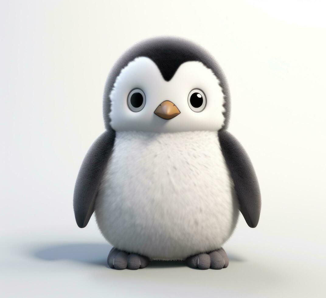 AI generated a plush penguin toy sits on a white background photo