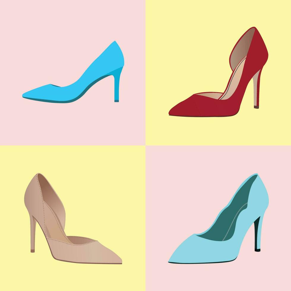 High Heels ladies shoe vector illustration