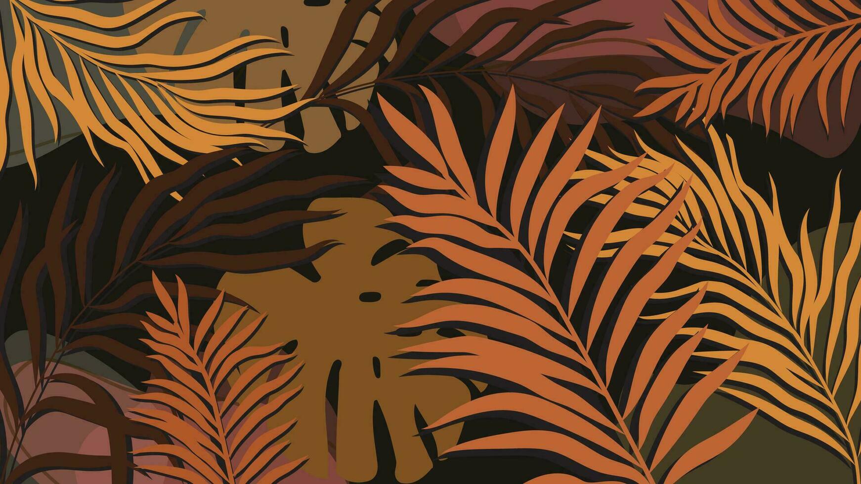naranja hojas palma floral líneas Arte impresión diseño. botánico pared Arte vector resumen Arte diseño para pared impresión.