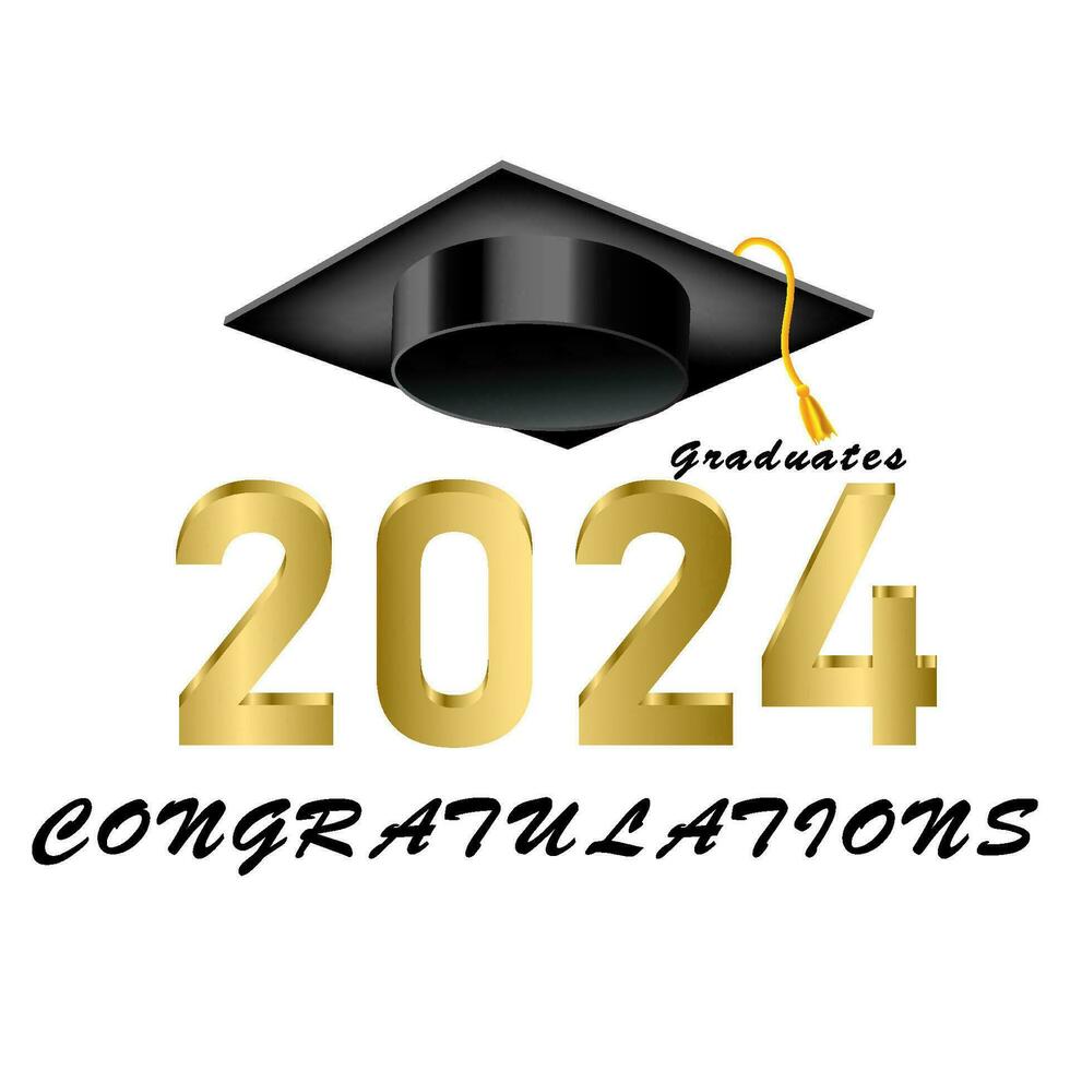 graduate congratulations logo with graduation cap on white background Used for designing and decorating vector