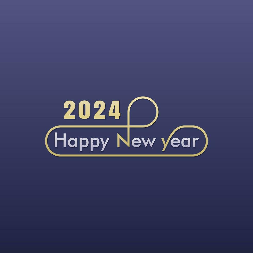 Happy New Year Celebration 2024 with typography lettering. Vector illustration, text and number