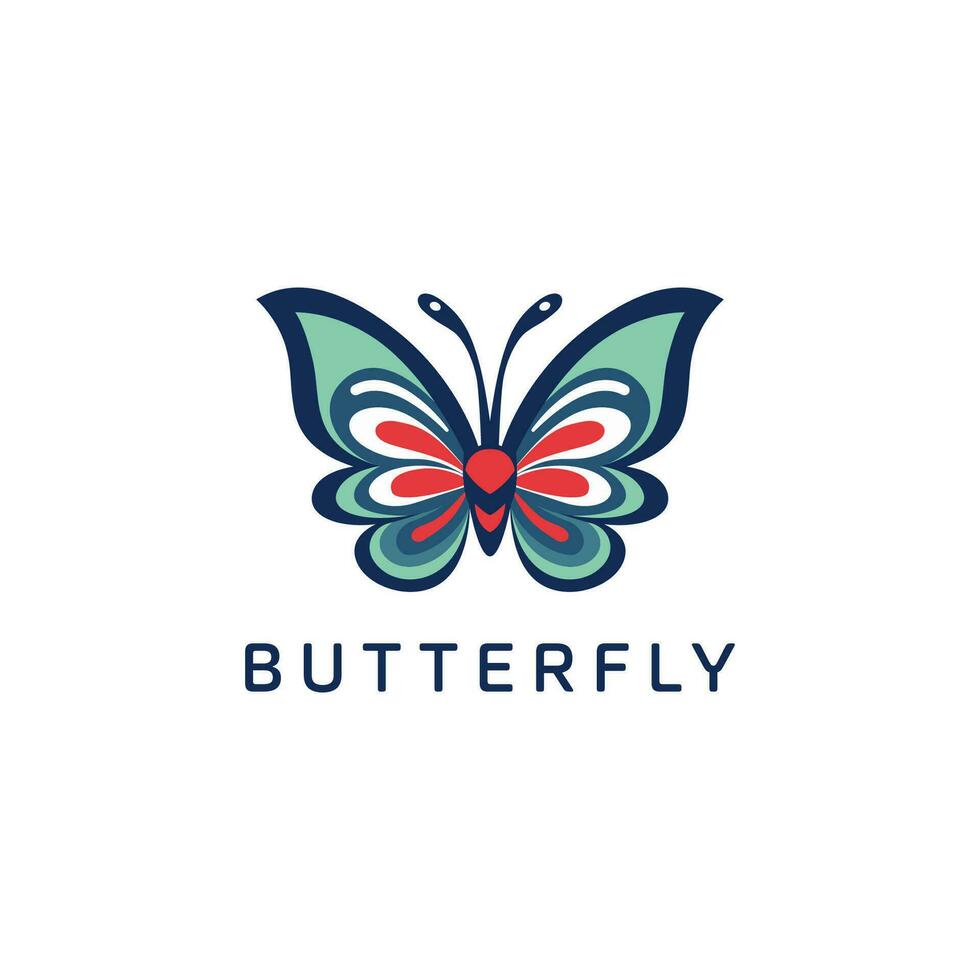 butterfly logo on white background. Vector illustration for tshirt, website, print, clip art and poster