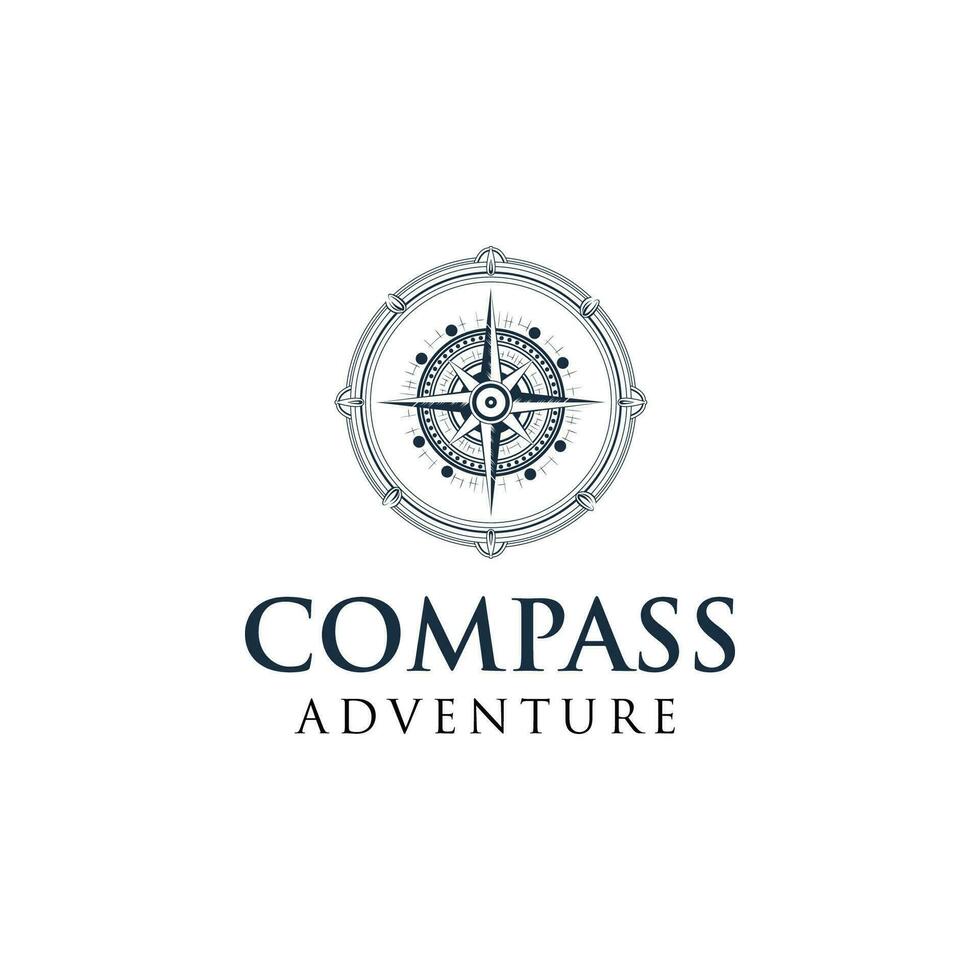 compass logo on white background. Vector illustration for tshirt, website, print, clip art and poster