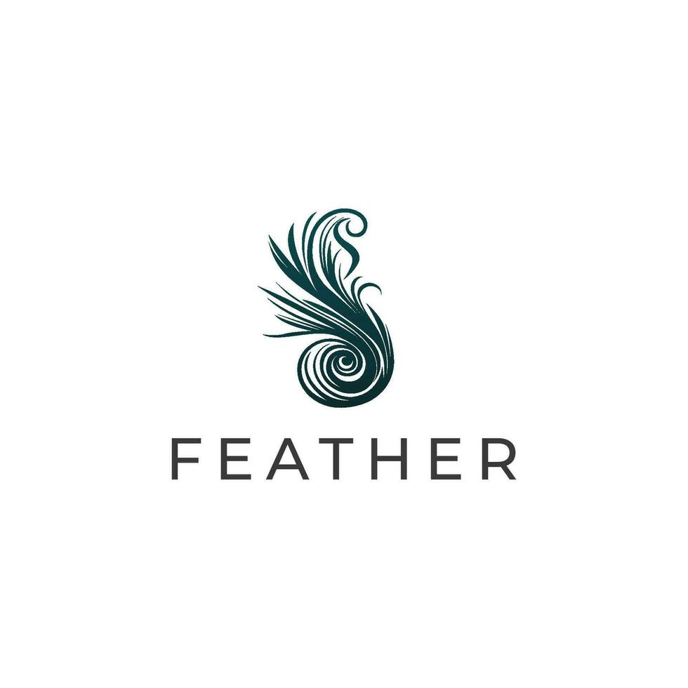 feather logo on white background. Vector illustration for tshirt, website, print, clip art and poster