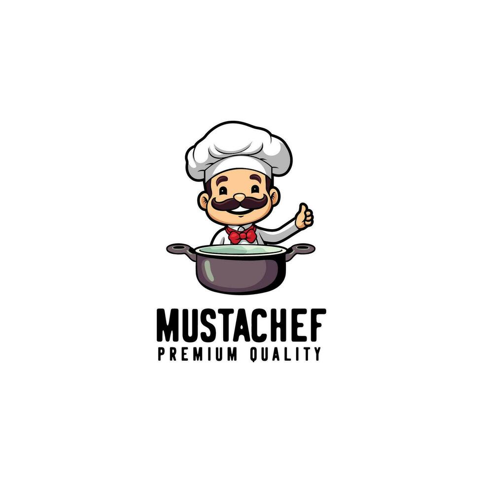 chef logo on white background. Vector illustration for tshirt, website, print, clip art and poster