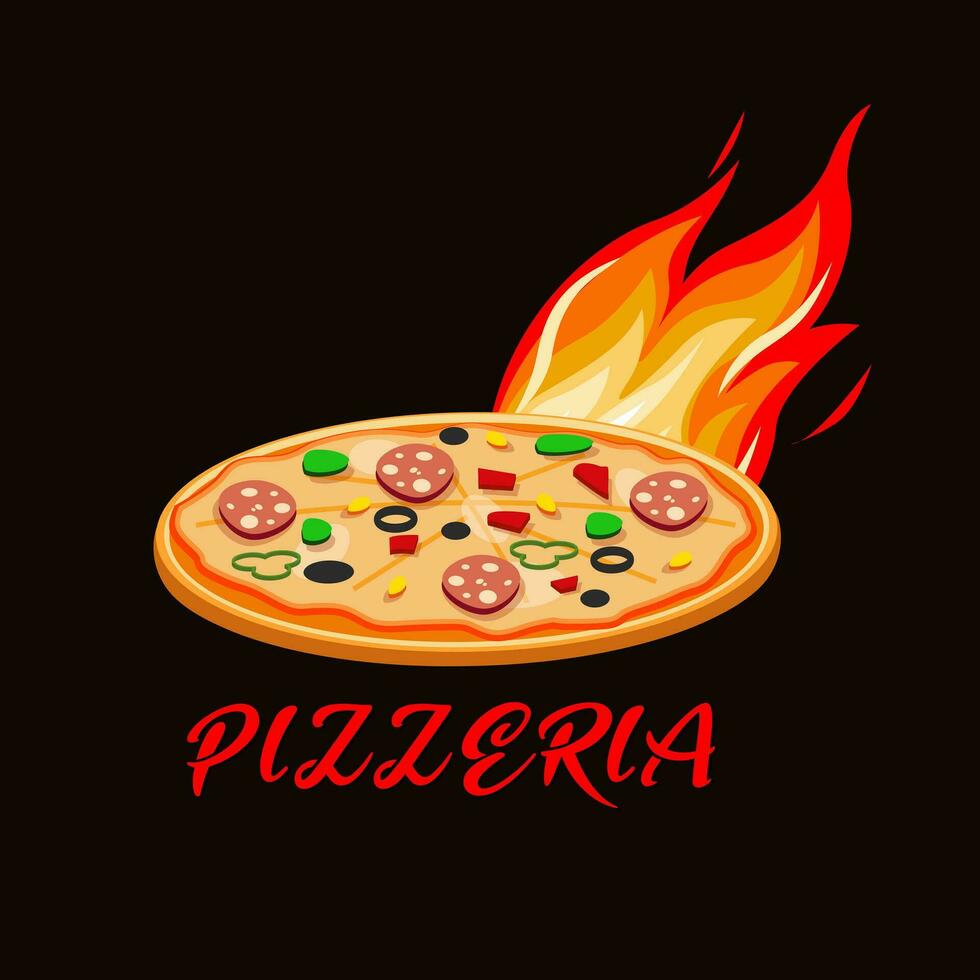 Hot pizza vector logo