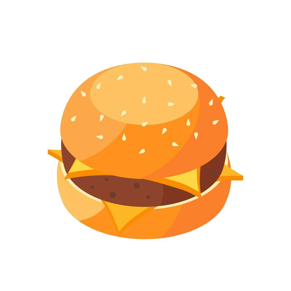 Delicious burger vector flat illustration