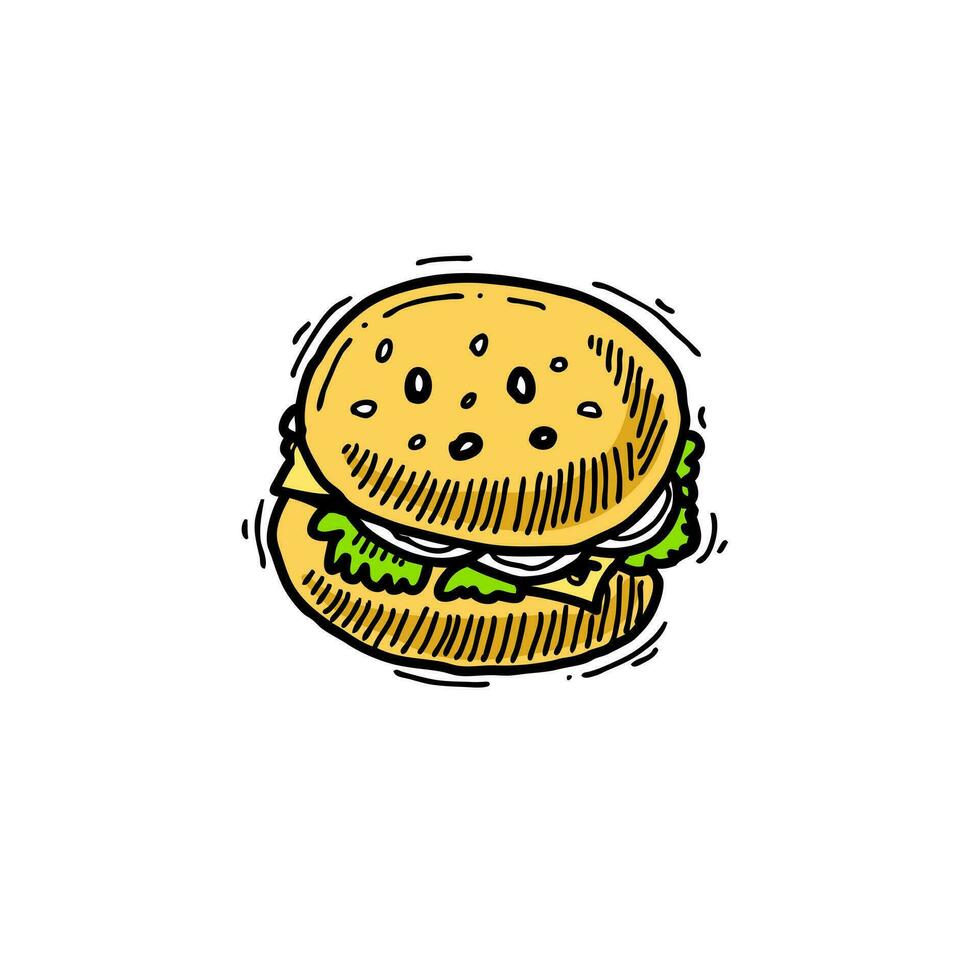 Burger hand drawn vector