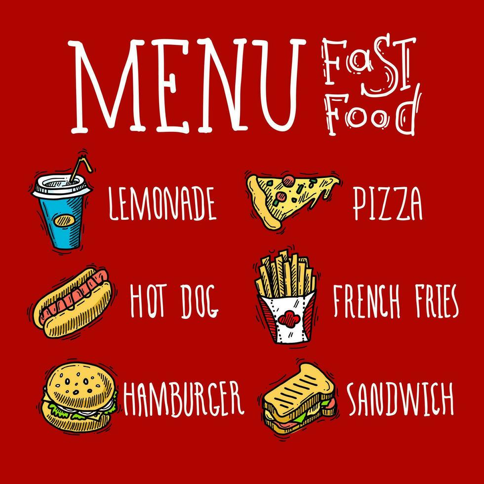 Fast food menu vector