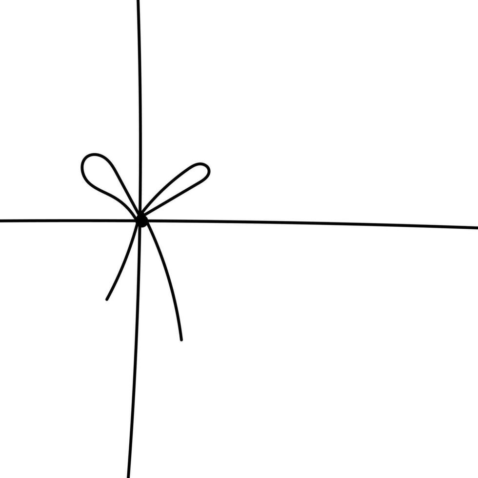 Christmas bow line vector illustration