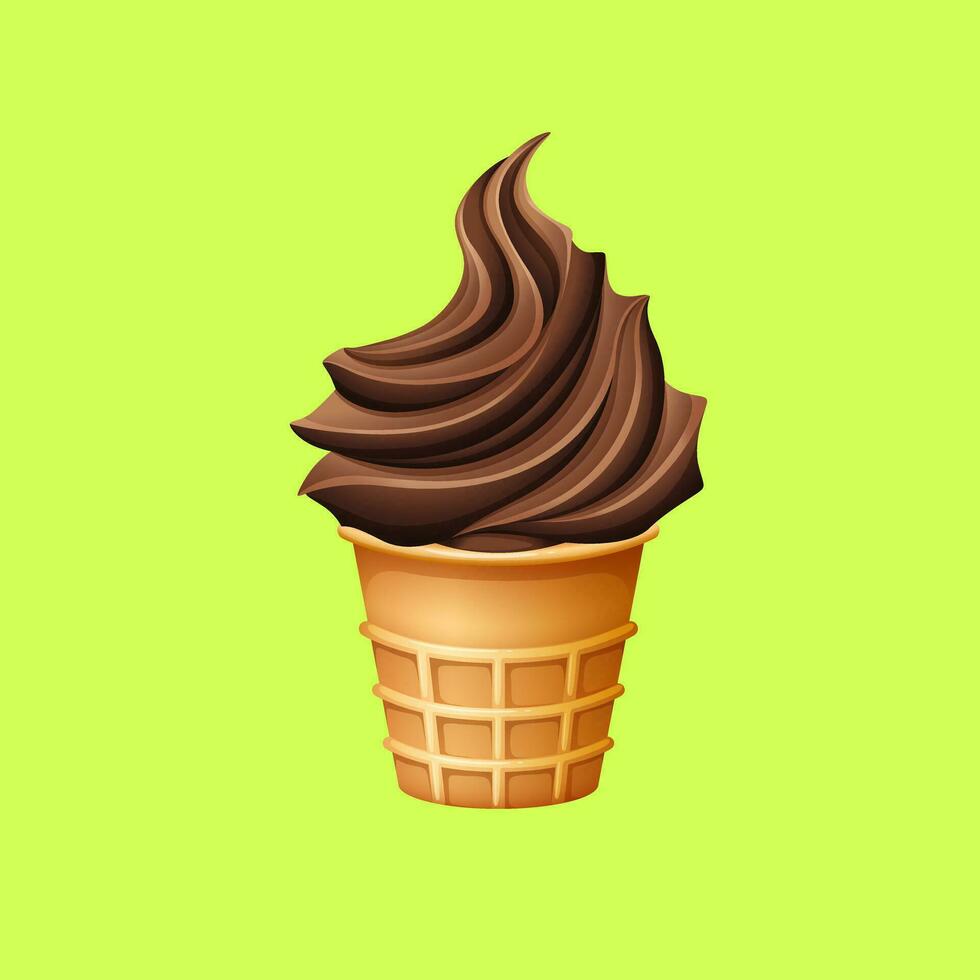 Realistic ice cream cone with chocolate vector
