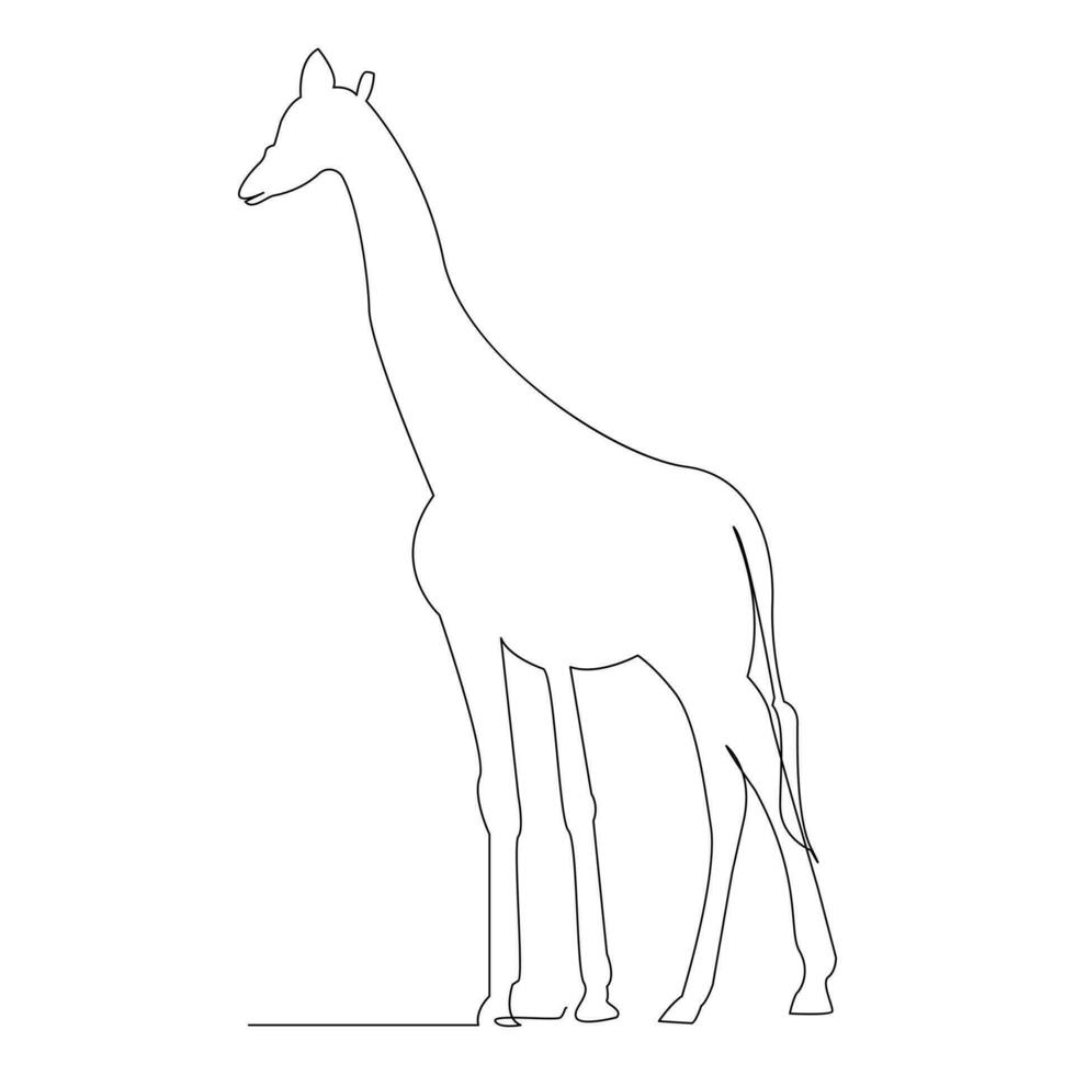 Giraffe one line continuous outline vector art drawing and simple minimalist design