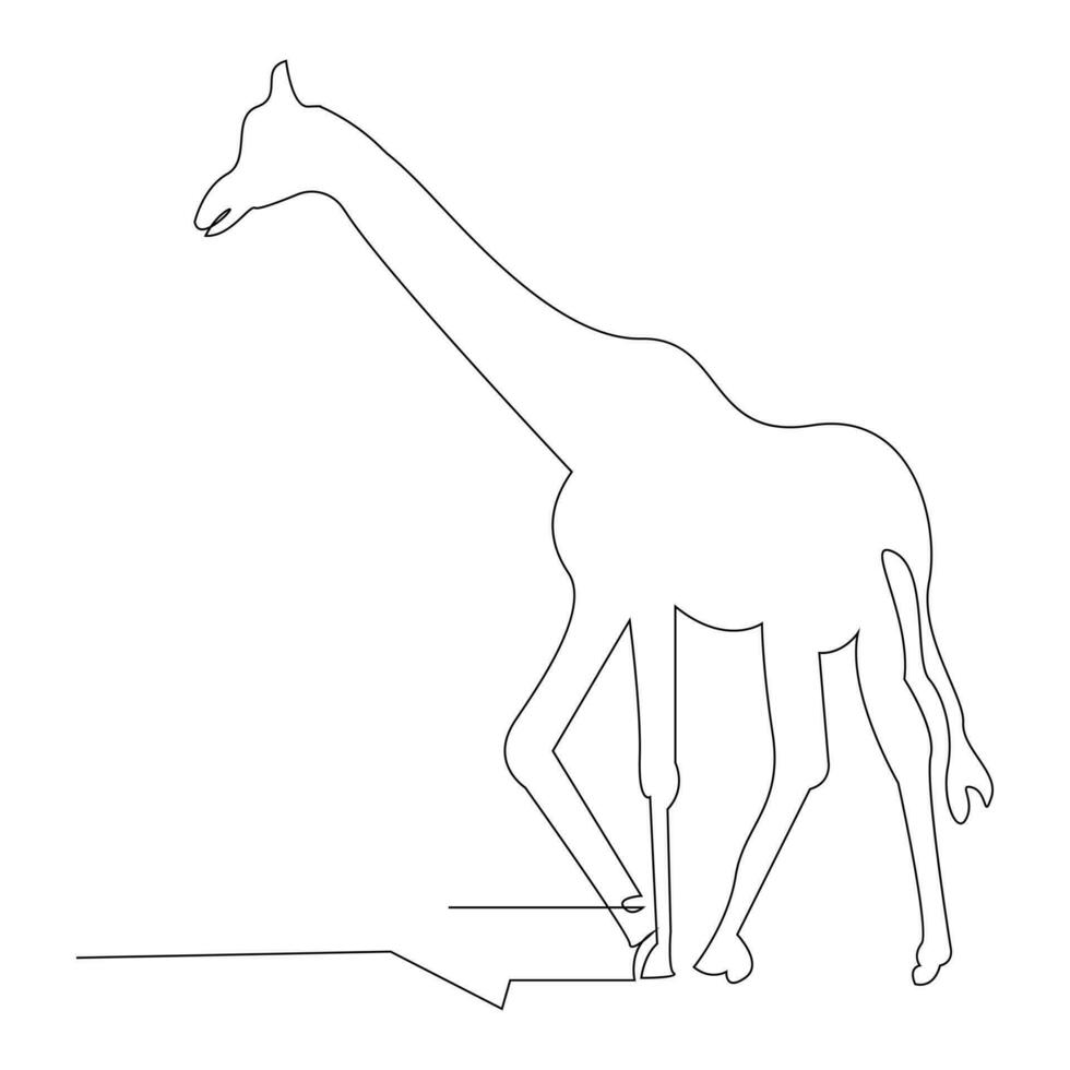 Giraffe one line continuous outline vector art drawing and simple minimalist design