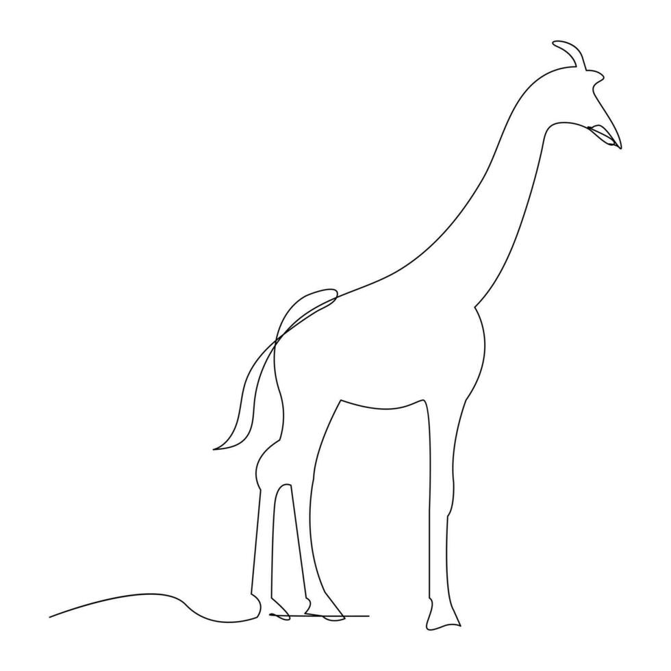 Giraffe one line continuous outline vector art drawing and simple minimalist design