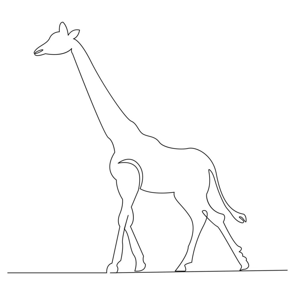 Giraffe one line continuous outline vector art drawing and simple minimalist design