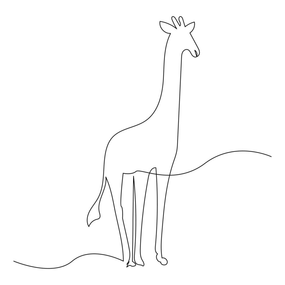 Giraffe one line continuous outline vector art drawing and simple minimalist design