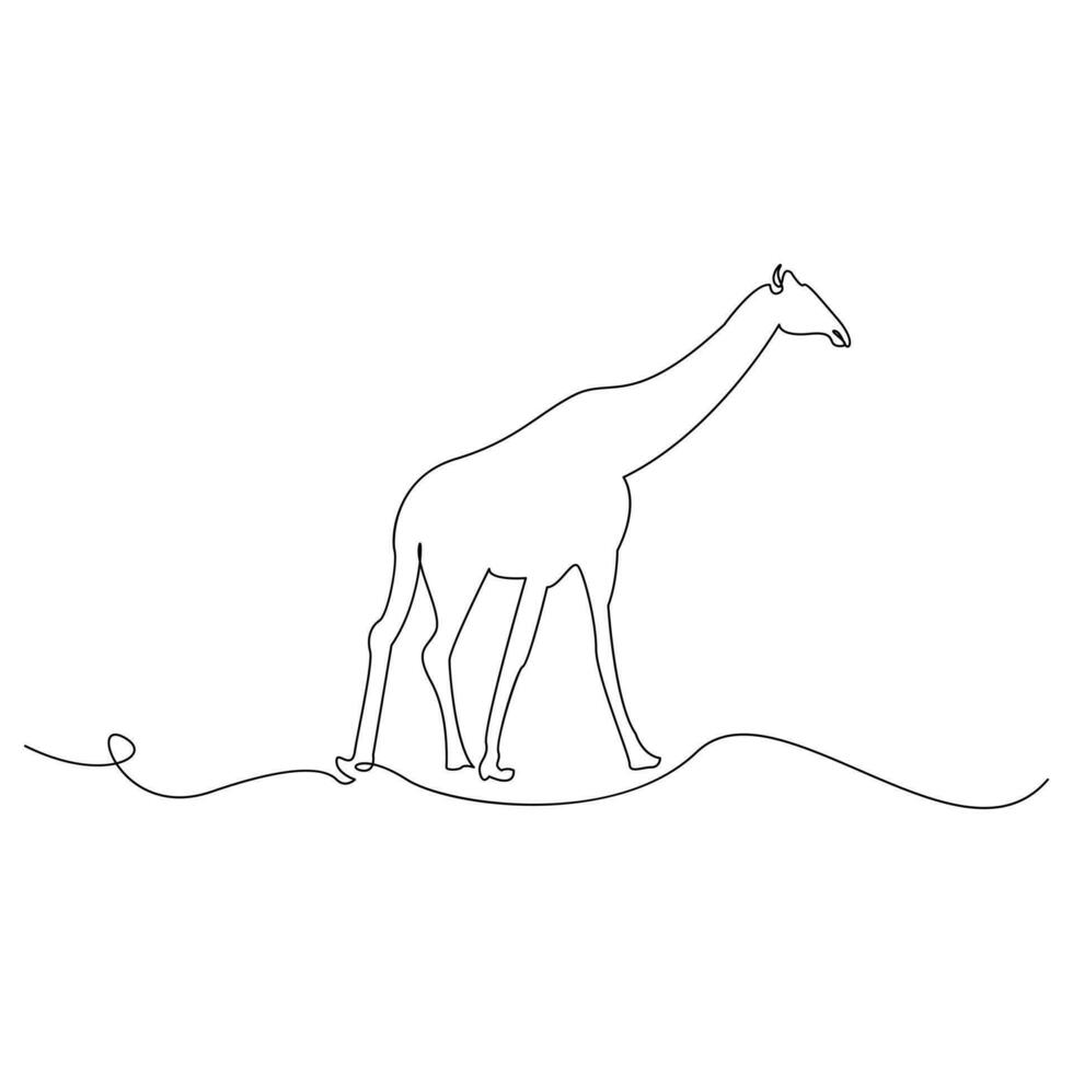 Giraffe one line continuous outline vector art drawing and simple minimalist design