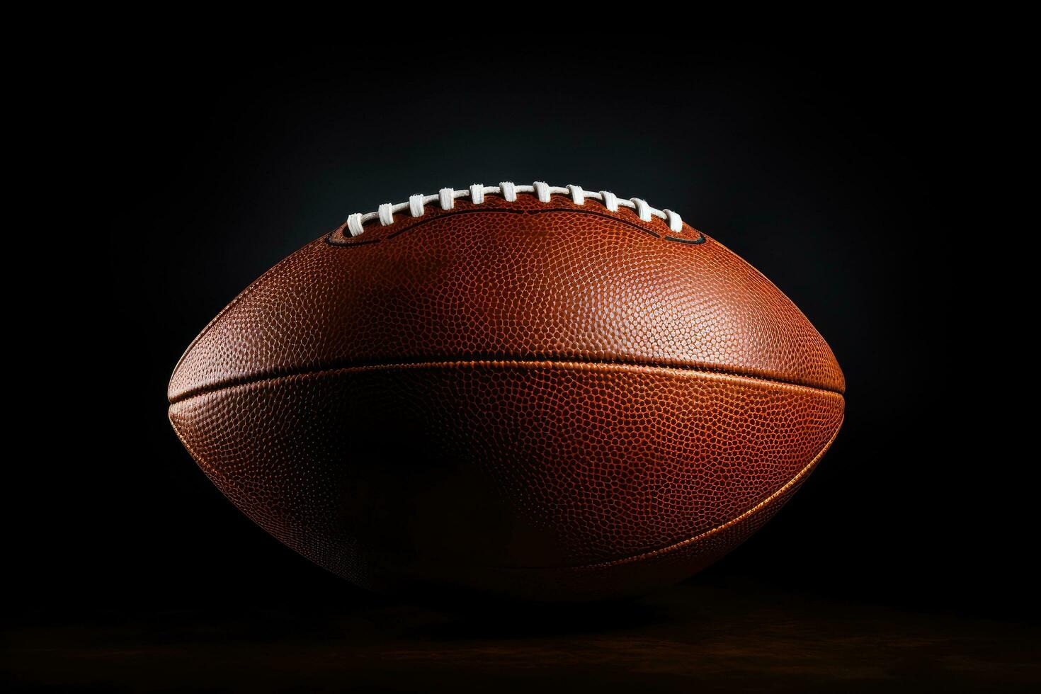 AI generated American football ball on a dark background. American football ball on a dark background, American football ball close up on a black background, AI Generated photo