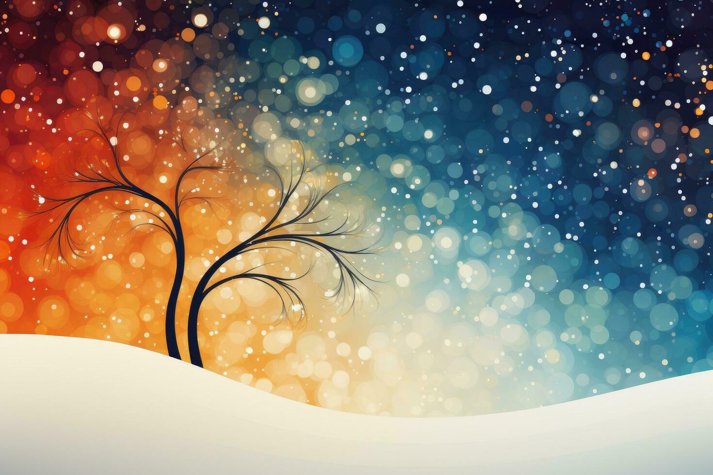 AI generated Abstract winter background with snowflakes and tree. Vector illustration, Abstract holiday background, AI Generated photo