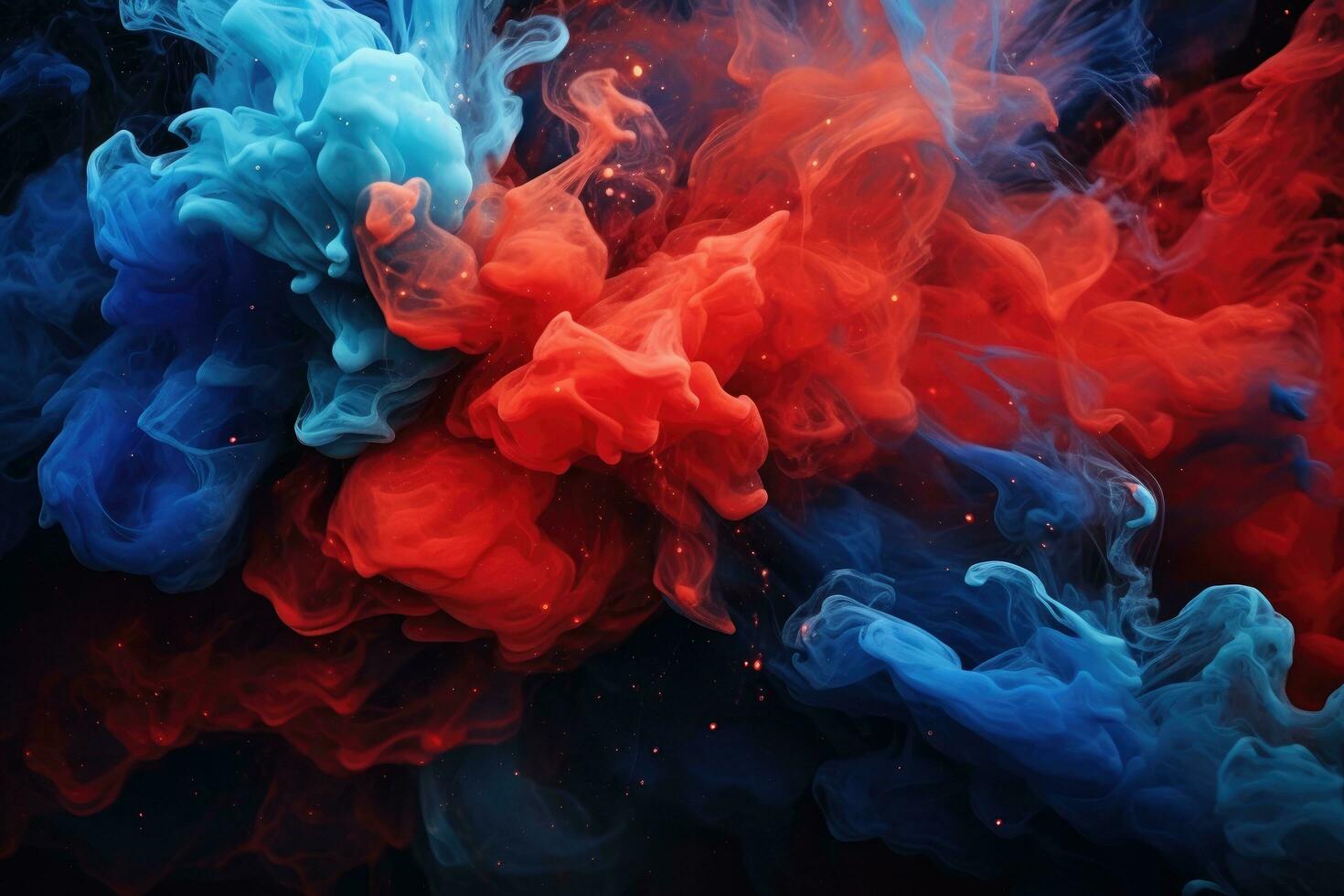 AI generated Colorful ink in water on a black background. Abstract background, Acrylic blue and red colors in water, Ink blot, Abstract black background, AI Generated photo