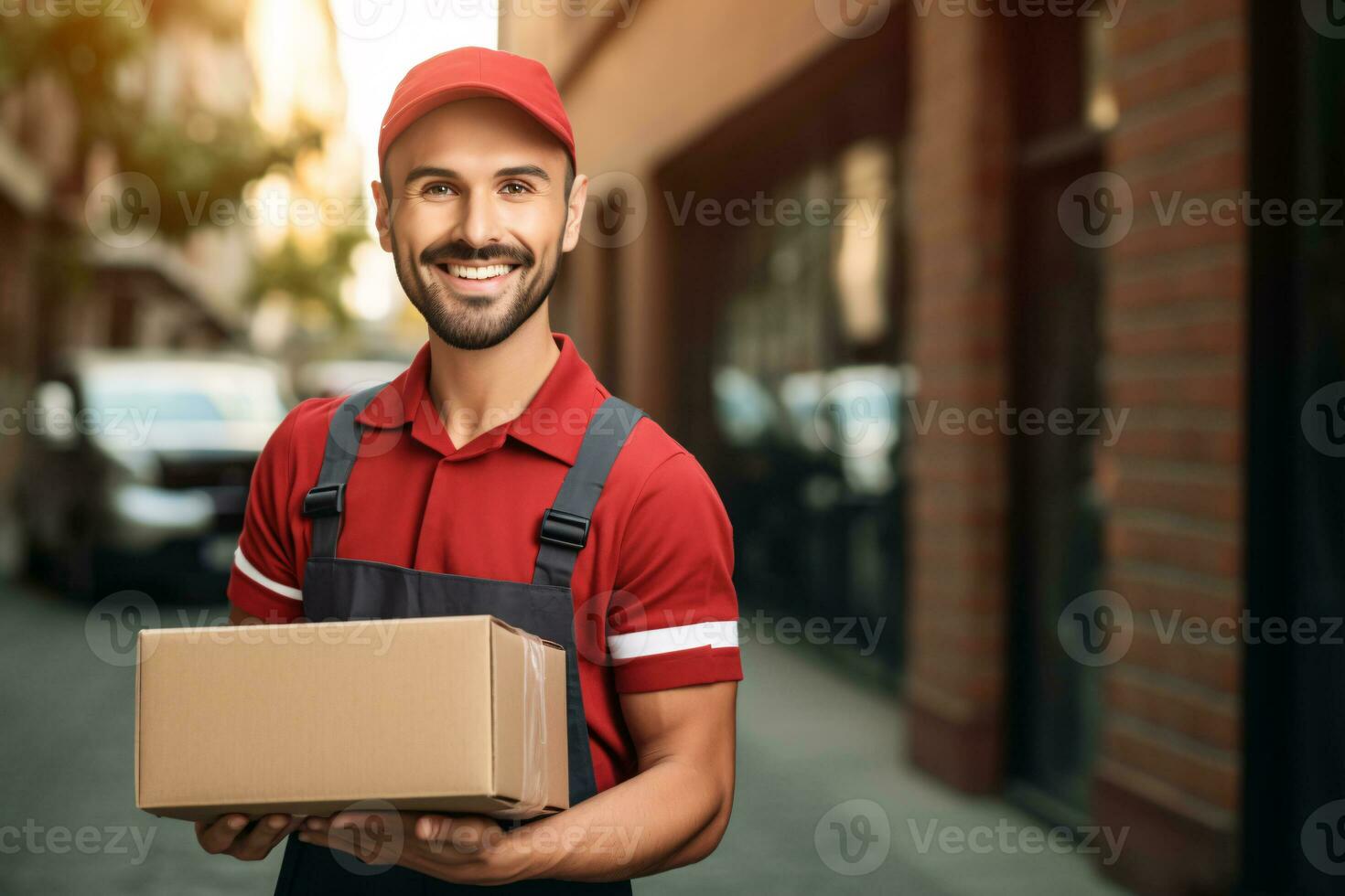 Hombre De Entrega Sosteniendo Cajas De Paquetes Y Llamando Al Timbre De La  Puerta Del Cliente En El Fondo De La Mañana Foto de archivo - Imagen de  pago, mensajero: 162020224