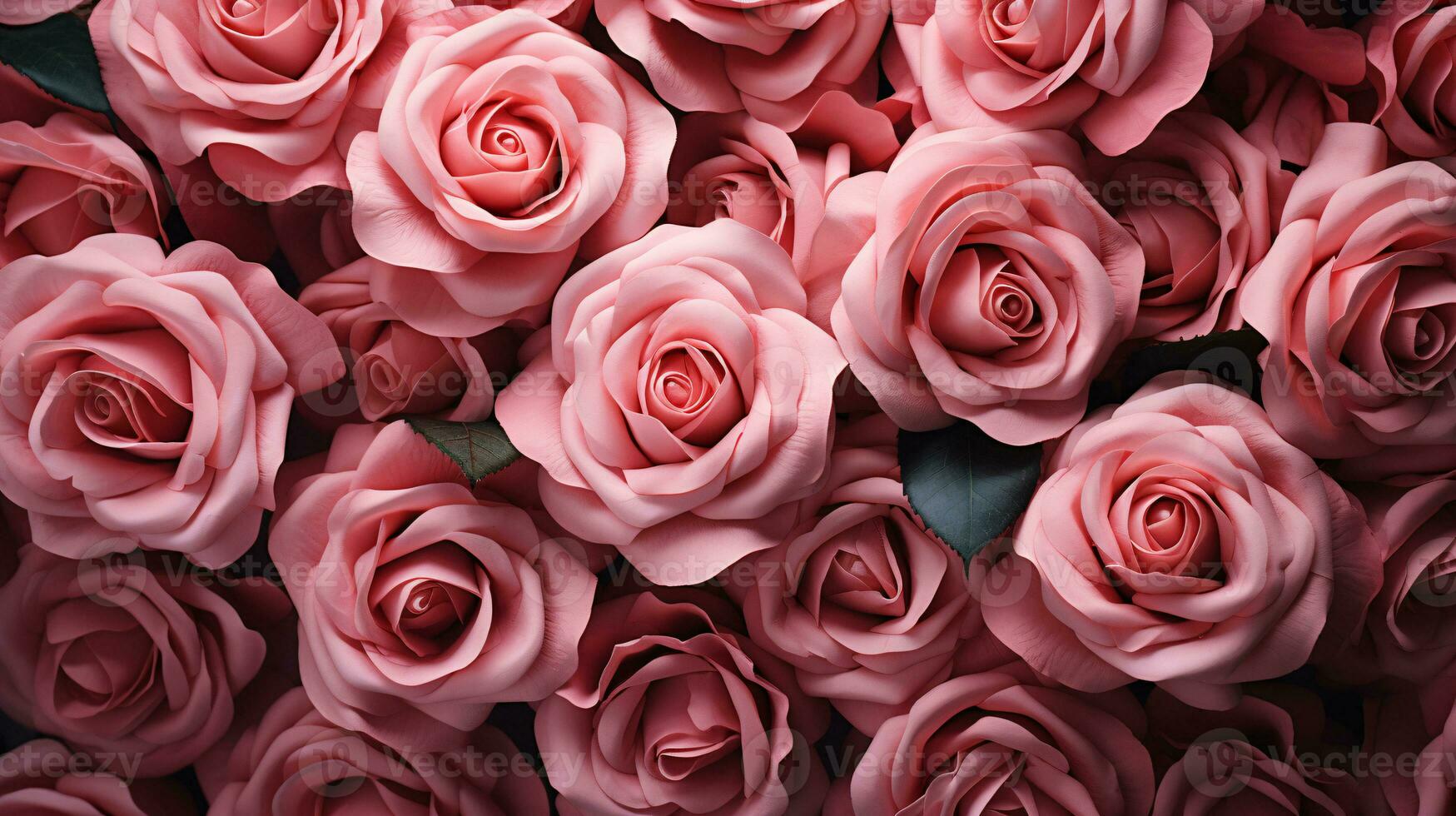 AI generated Closeup a bouquet of pink roses flower texture background for a Valentine's Day celebration or a summer wedding. Pattern of pink rose petals. Pink roses background for love and romance. photo