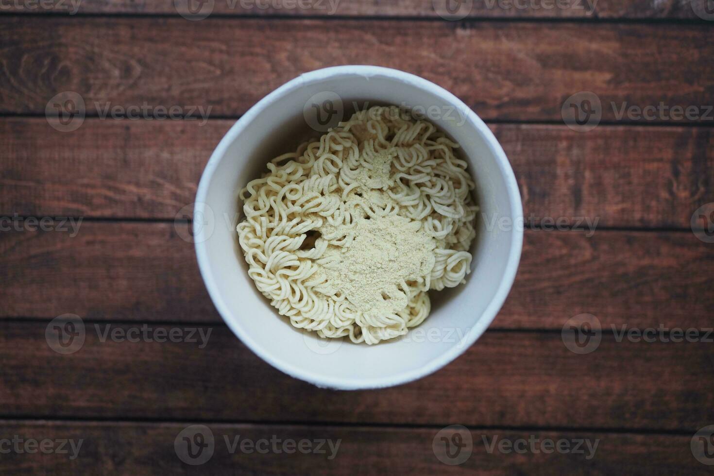 cooking noodles instant top view. photo