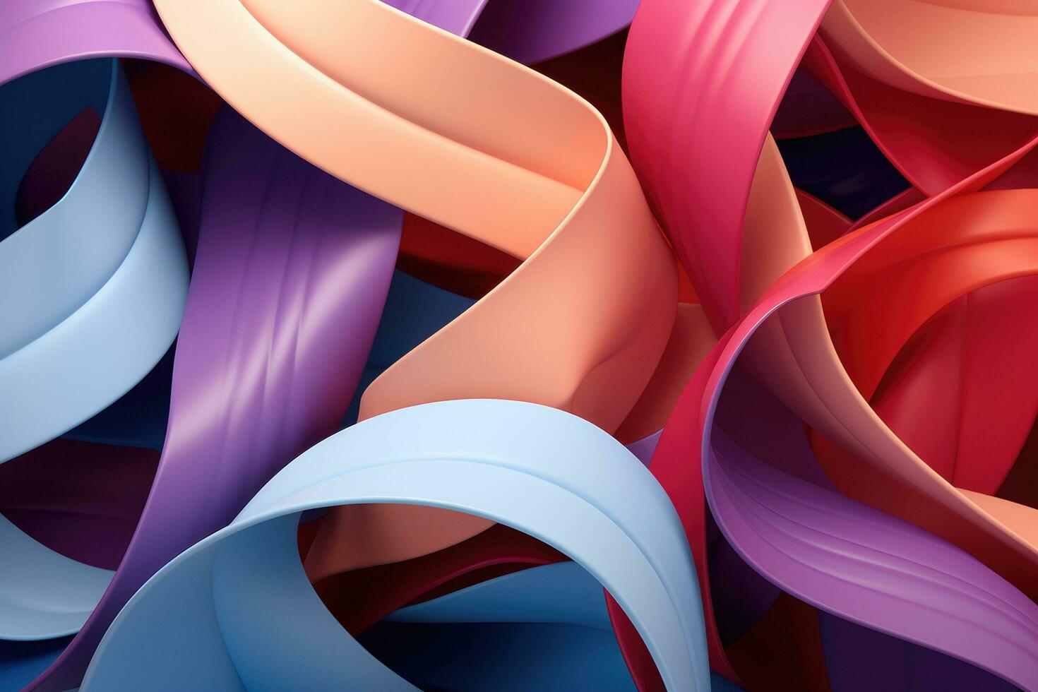 AI generated 3d render of abstract background with multicolored curved ribbons, 3D render of paper ribbon rolls, featuring abstract shapes for a fashion background, AI Generated photo