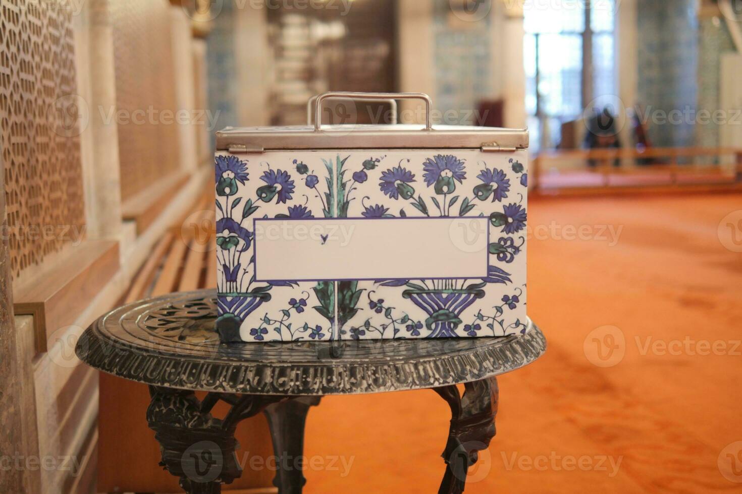 charity box on Mosque for people to donate money. photo