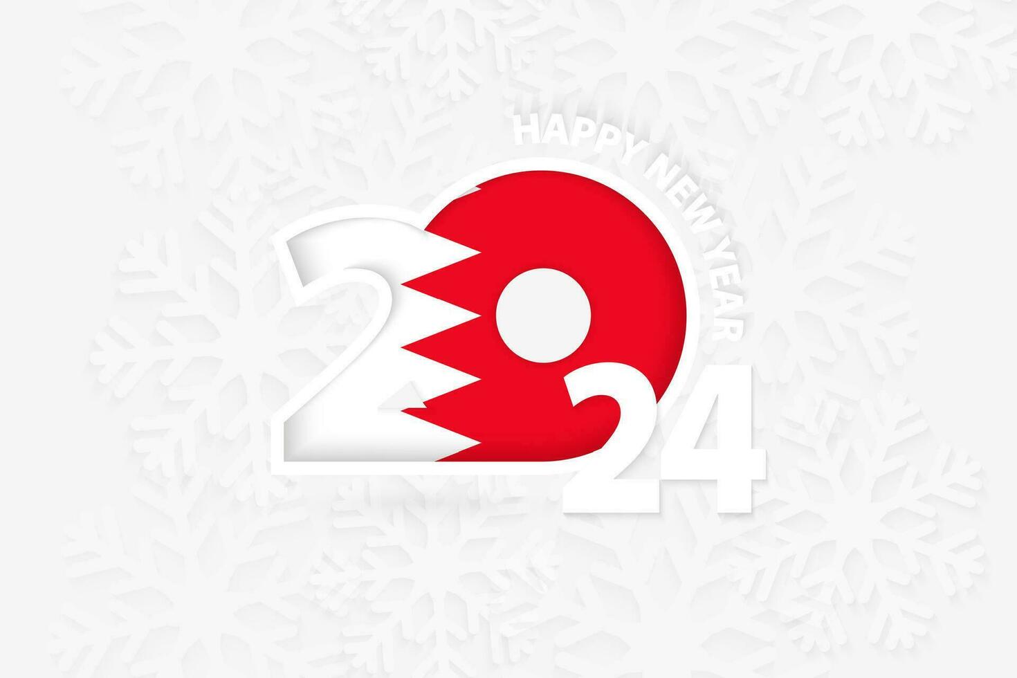 New Year 2024 for Bahrain on snowflake background. vector