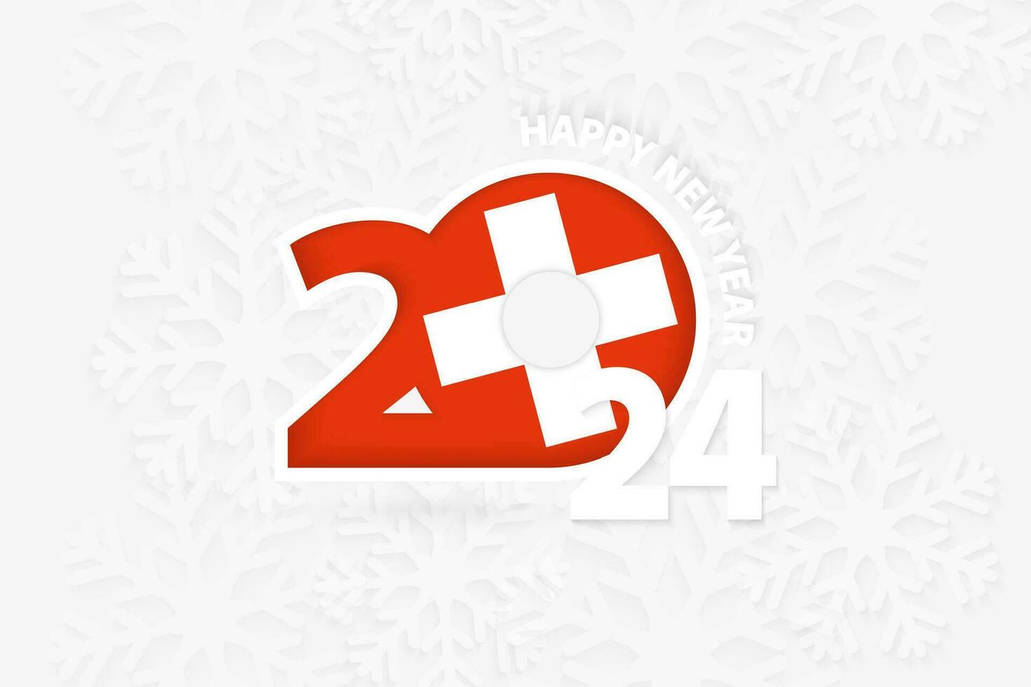 New Year 2024 for Switzerland on snowflake background. vector