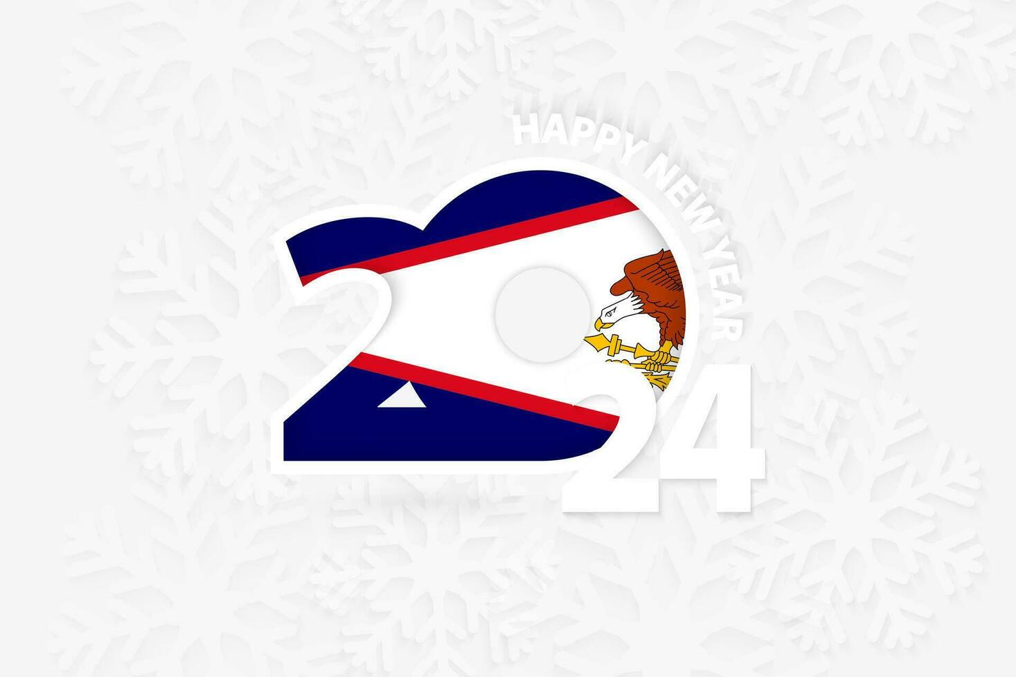 New Year 2024 for American Samoa on snowflake background. vector