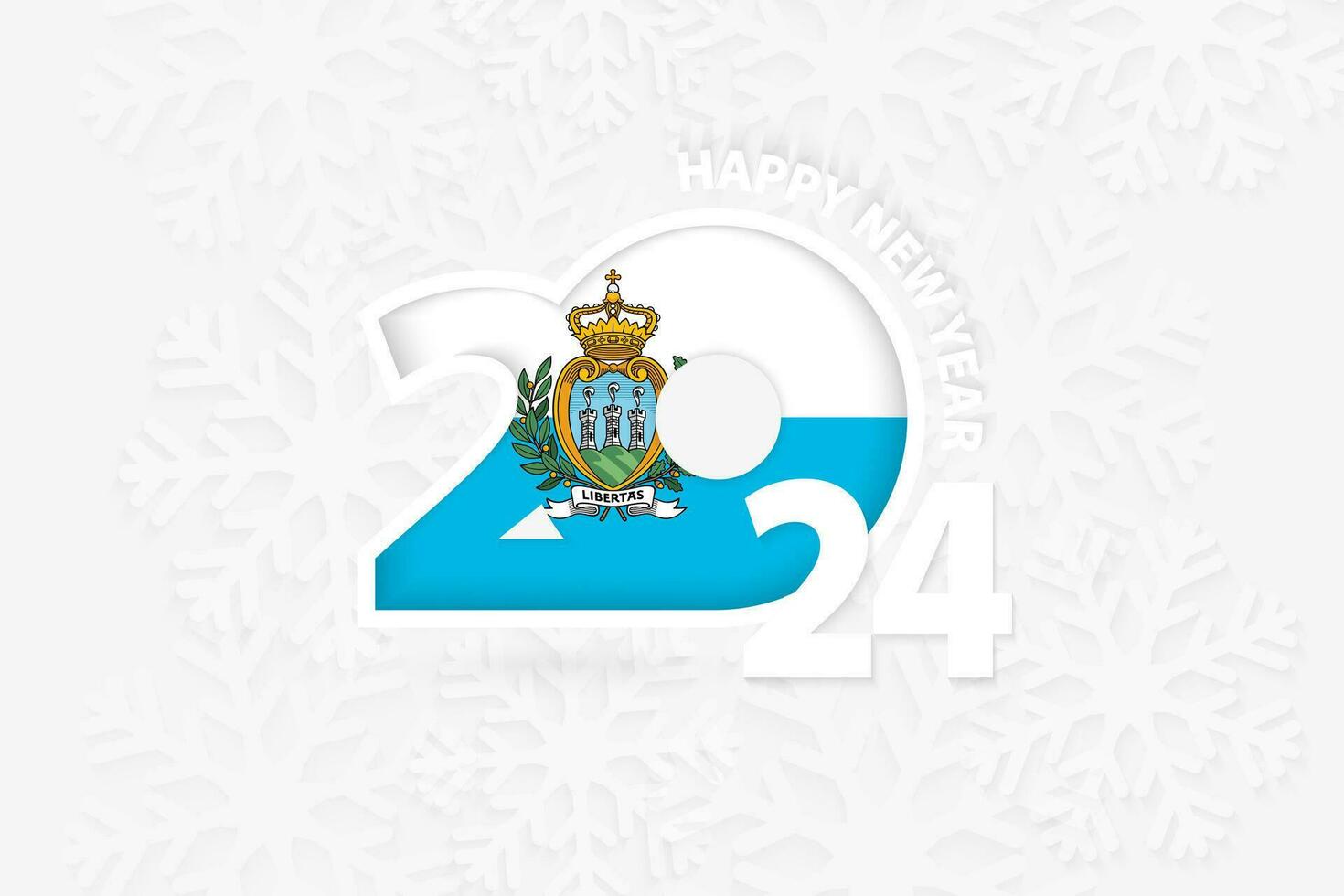 New Year 2024 for San Marino on snowflake background. vector