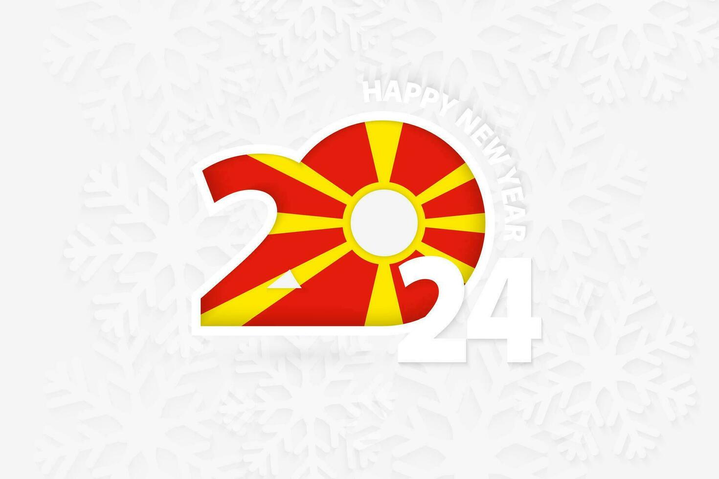 nuevo año 2024 para macedonia en copo de nieve antecedentes. vector