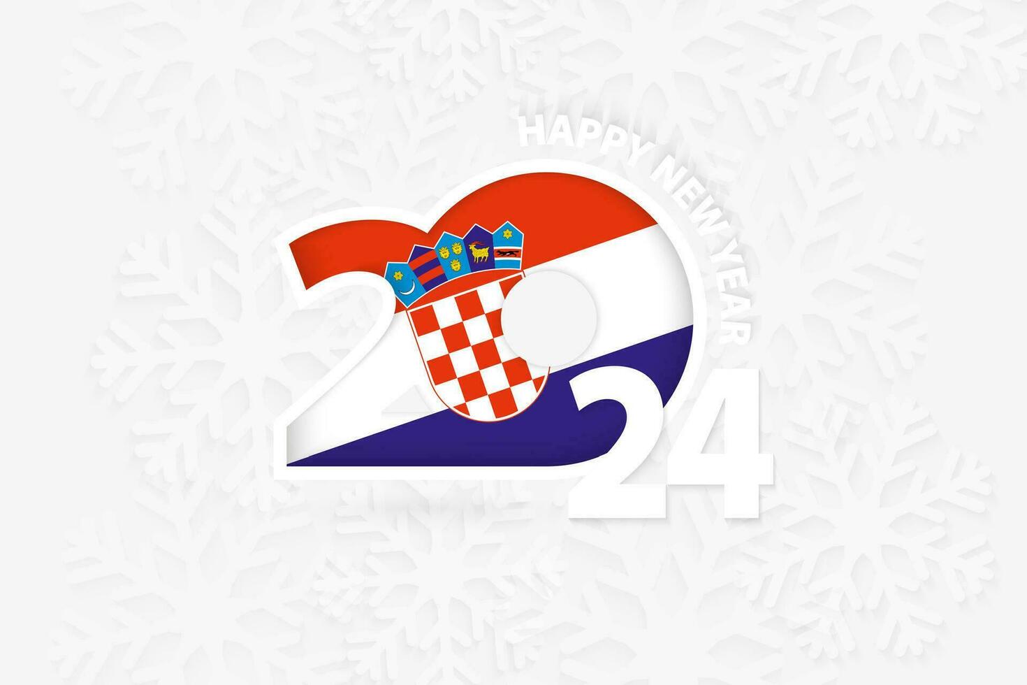 New Year 2024 for Croatia on snowflake background. vector