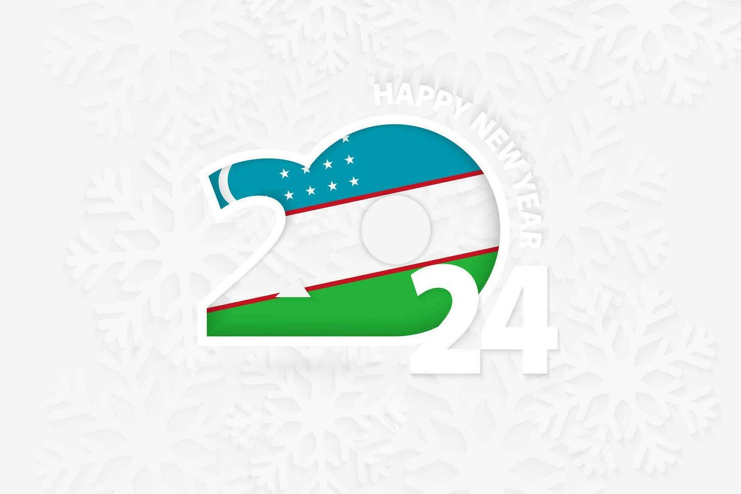 New Year 2024 for Uzbekistan on snowflake background. vector