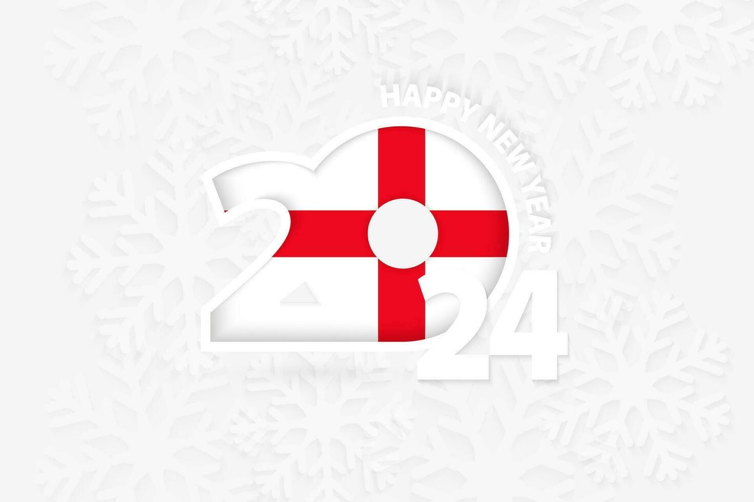New Year 2024 for England on snowflake background. vector