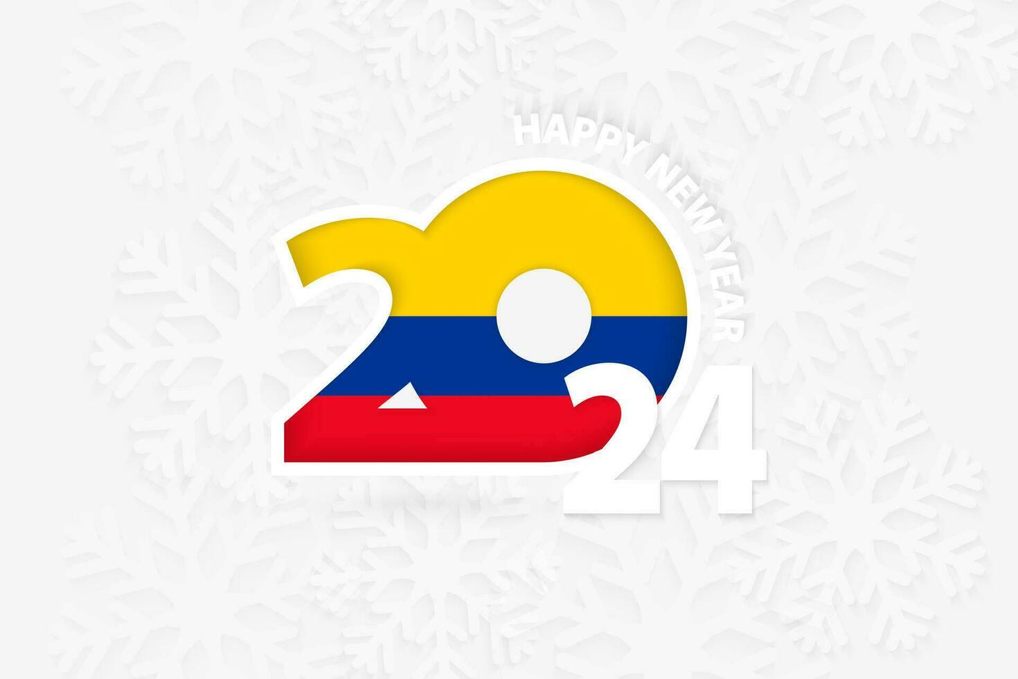 New Year 2024 for Colombia on snowflake background. vector