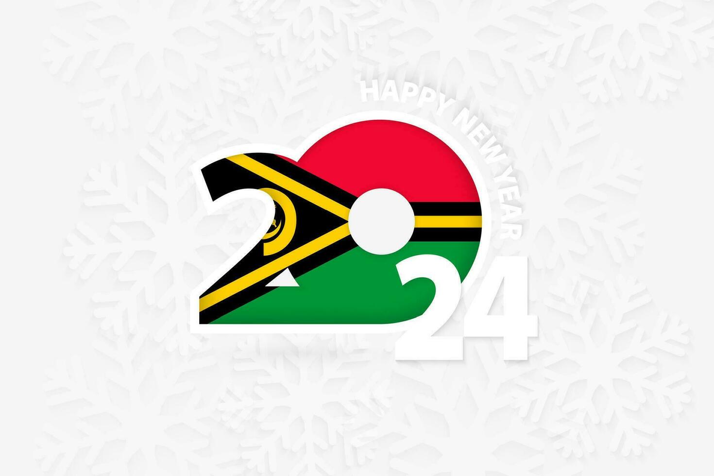 New Year 2024 for Vanuatu on snowflake background. vector