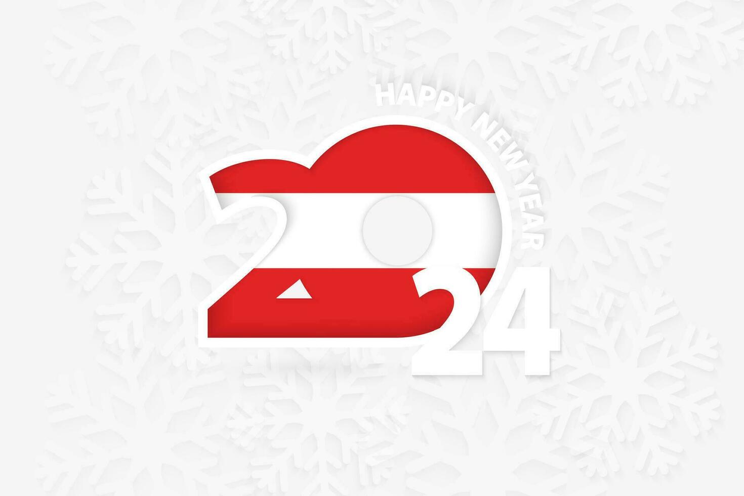 New Year 2024 for Austria on snowflake background. vector