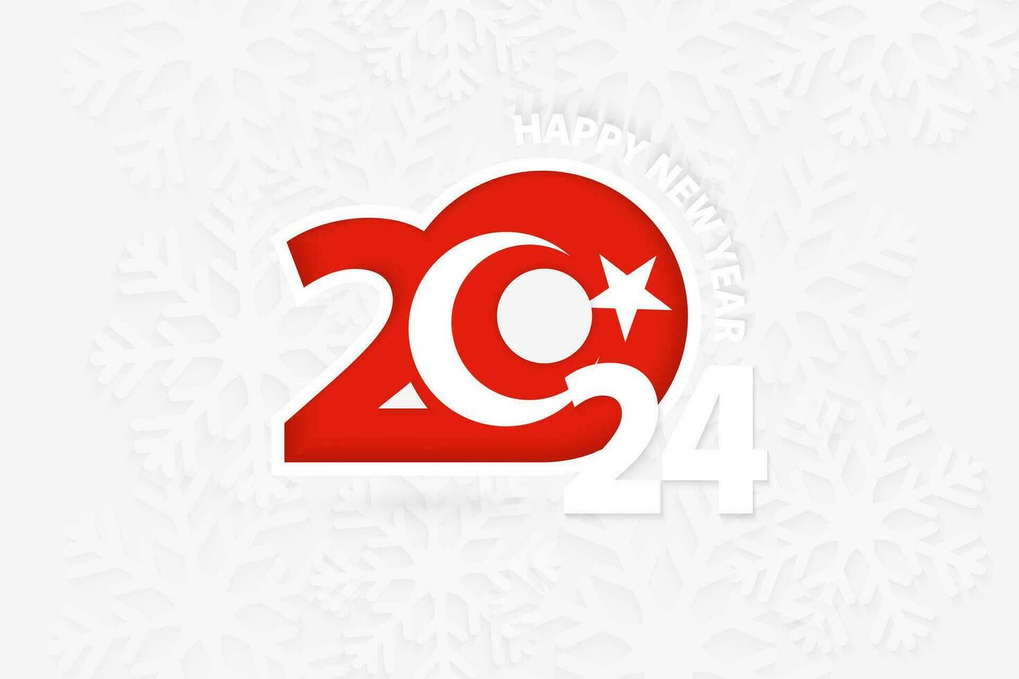 nuevo año 2024 para Turquía en copo de nieve antecedentes. vector