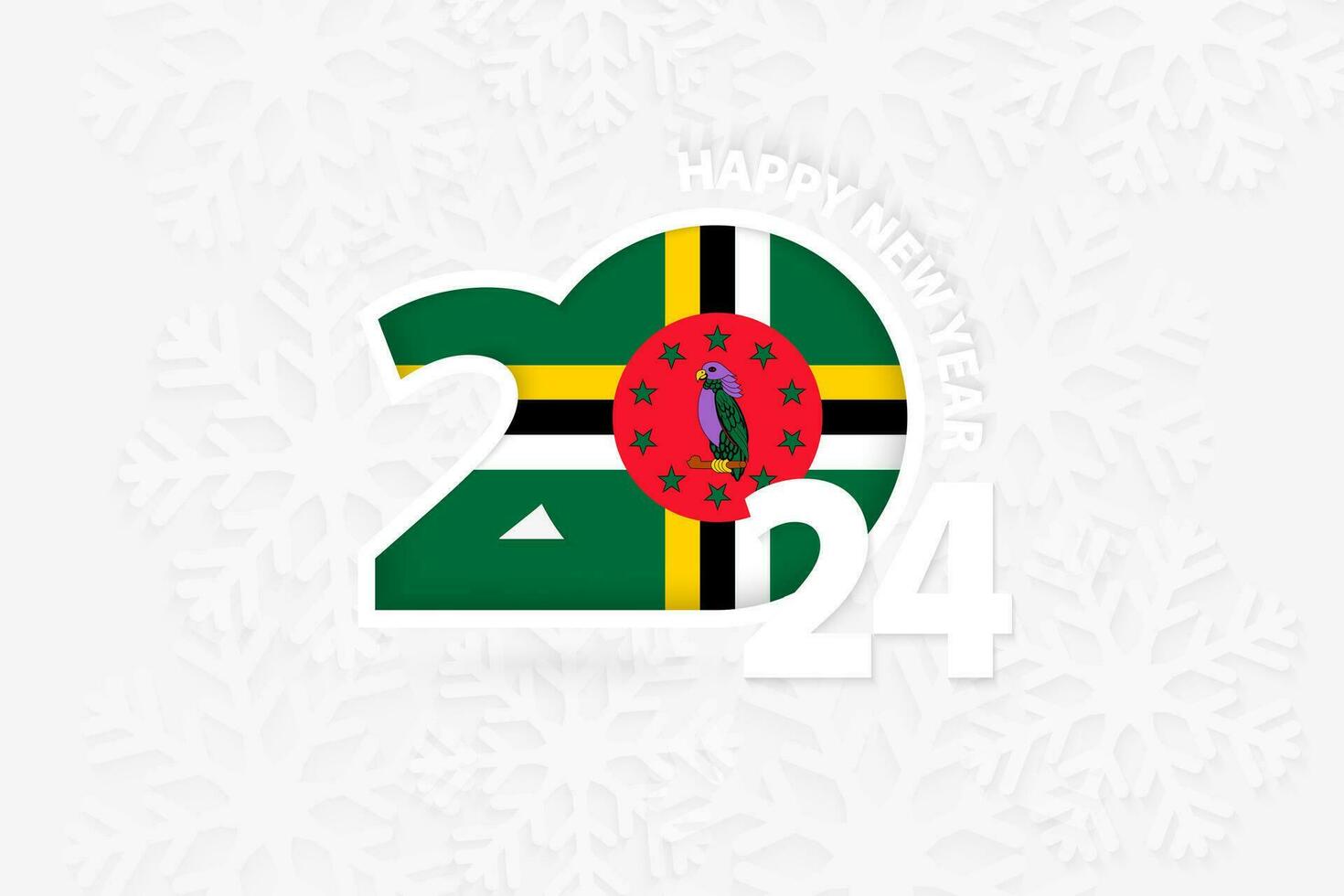 nuevo año 2024 para dominica en copo de nieve antecedentes. vector